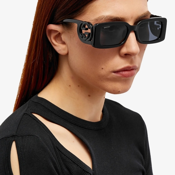 NEW GUCCI GG1325S 001 SQUARE BLACK WOMEN GUCCI SUNGLASSES - Picture 4 of 13